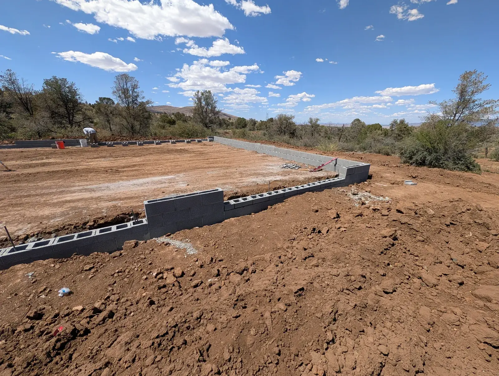 Poured concrete stem walls and footings on a Chino Valley lot